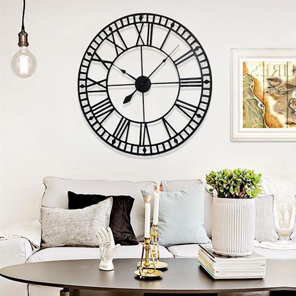 Living And Home 40Cm Roman Numerals Metal Skeleton Wall Clock