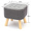 Living And Home 40CM Grey Square Linen Footstool Ottoman 5
