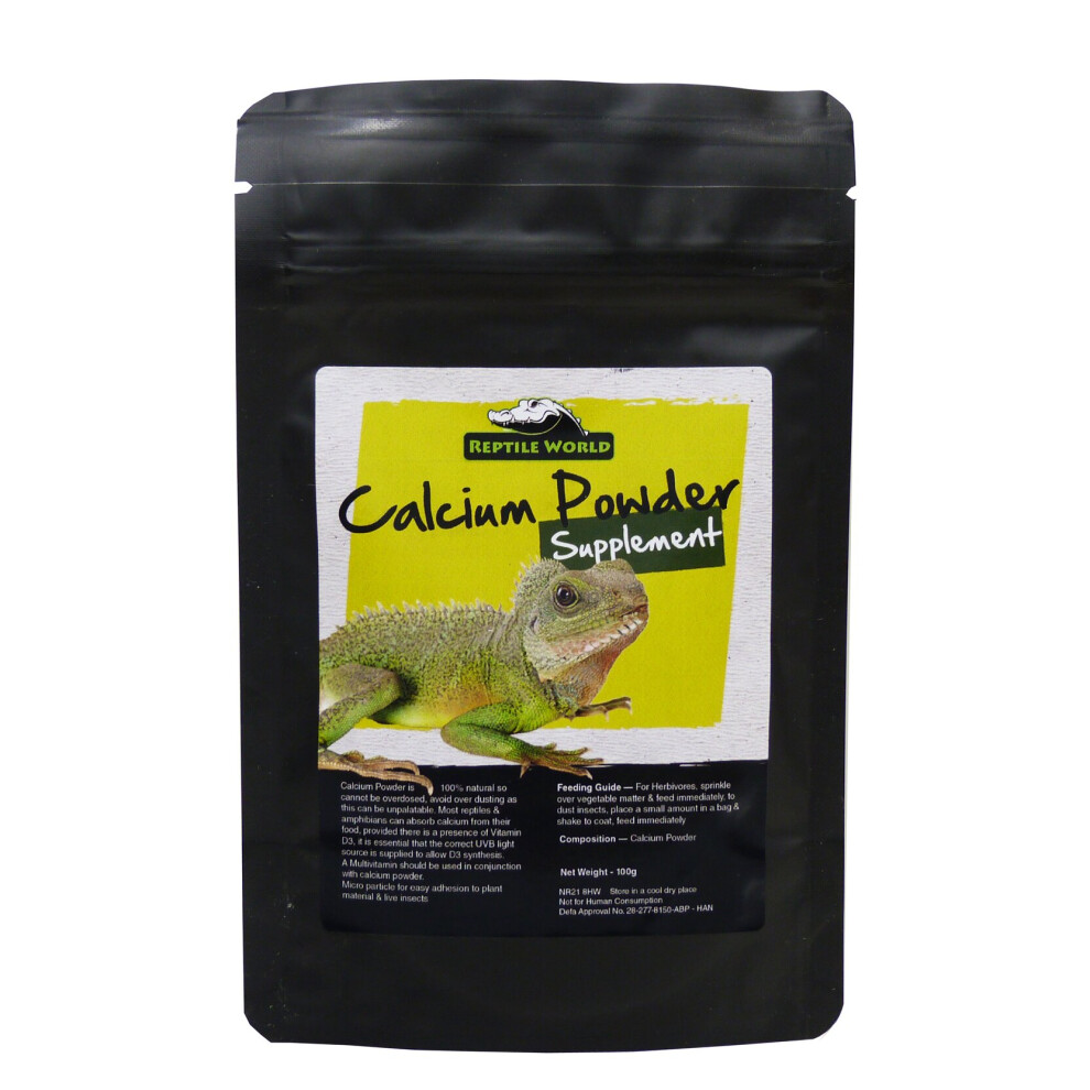 Reptile World Calcium Dusting Powder 100g - Tortoise, Bearded Dragon, Calcidust