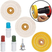 Metal Cleaning Steel Polishing Buffing Wheel & Compound Polish Kit for Drill (7 Piece Set)