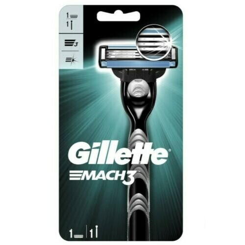 Gillette 3x Gillette Genuine Mach 3 Razor handle 1 Pre-loaded Blade unboxed