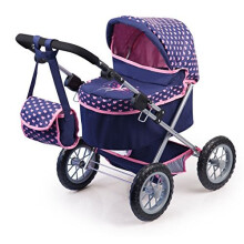 Landau Trendy pour poupée 46 cm - BAYER DESIGN - Guidon réglable - Pliable - Sac à bandoulière et panier inclus