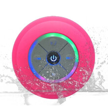 (PINK) Wireless Bluetooth Speaker Waterproof Led Shower Speaker FM Radio TF Card