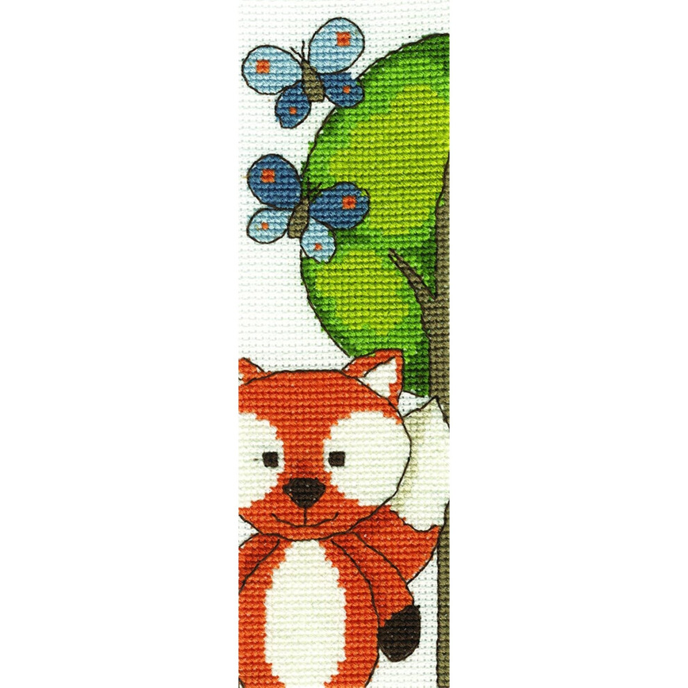 Butterfly Fun Cross Stitch Kit - DMC Bookmark Kit - Fox and Butterfly - Woodland