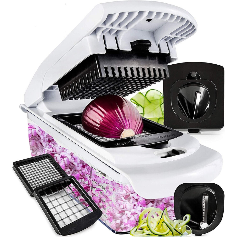 Fullstar Vegetable Chopper - Slicer Dicer Cutter - 4 Blades Black