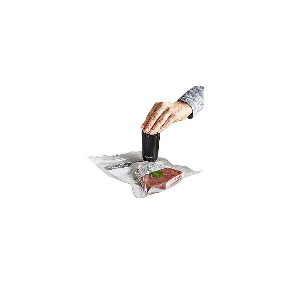 FoodSaver Handheld Cordless Food Vacuum Sealer Machine | with Charging Dock, 1 Vacuum Container and 10 Zipper Vacuum Bags | VS1199 | Black/Silver