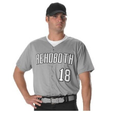 Alleson Athletic B33485105 Full Button Lightweight Baseball Jersey, Red - Large