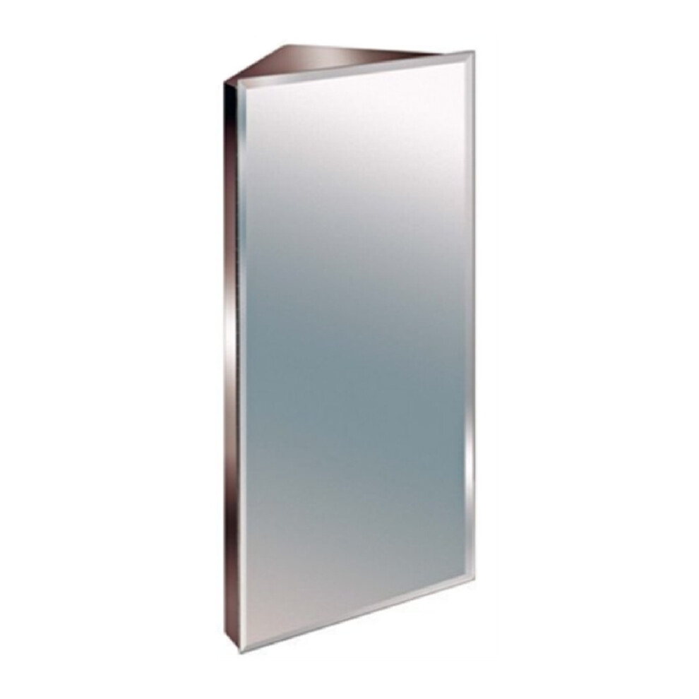 600mm Bevelled Edge Stainless Steel Mirror Bathroom Corner Cabinet