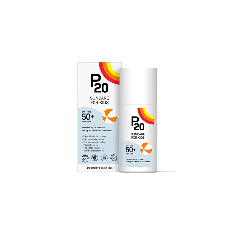 Riemann P20 Sun Cream For Kids SPF50+ 200 Ml Long Lasting Protection For Up To 10 Hours Water Resistant For Up To 3 Hours, Suitable For Children Aged