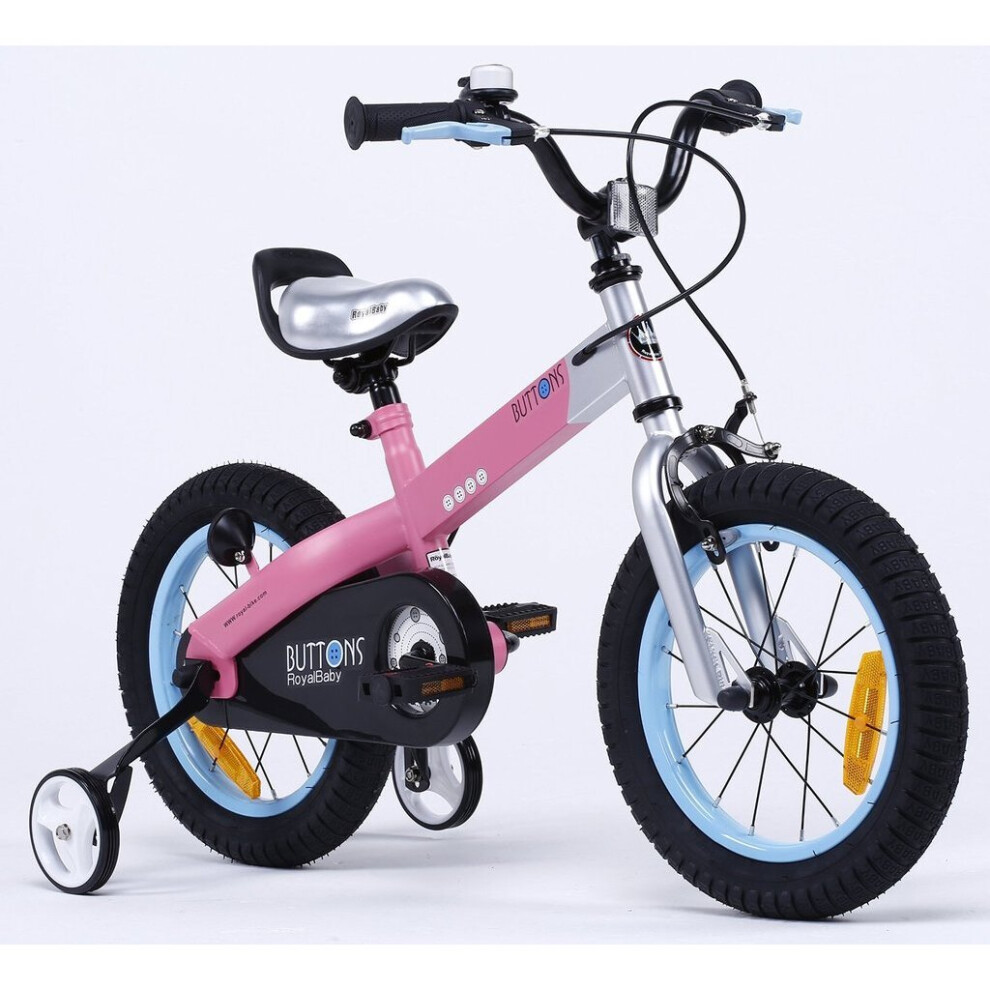 (matt-pink, 12") RoyalBaby Button Freestyle kids children's bike with stabilisers, 4 colour, 12" 14" 16"