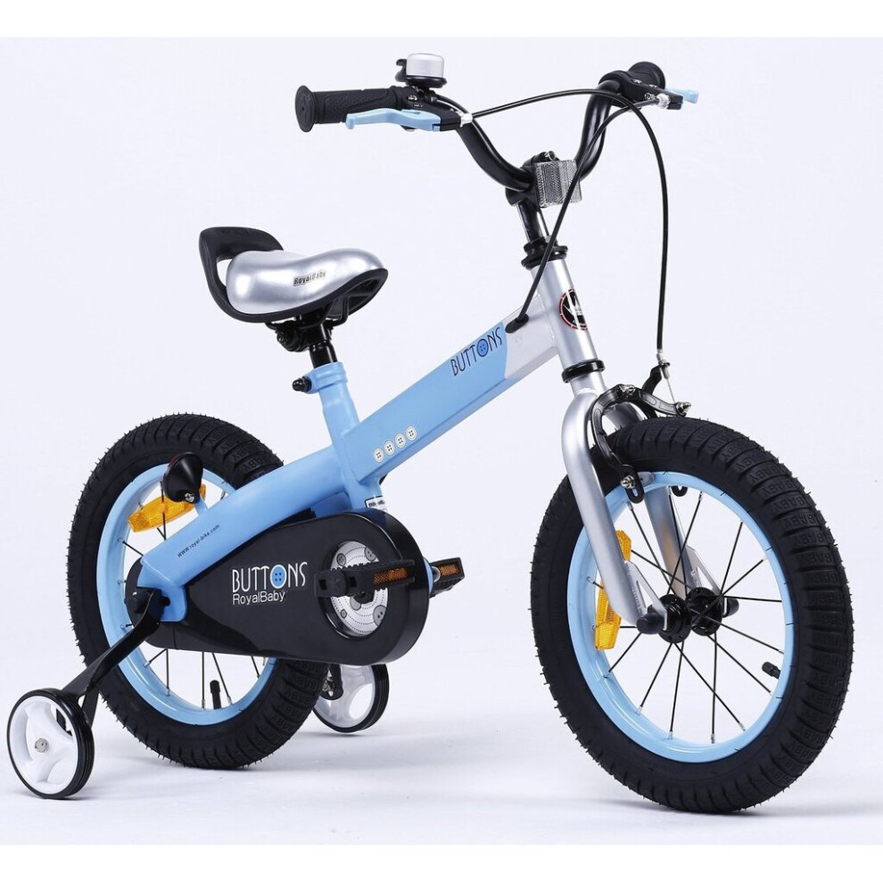 (matt-blue, 16") RoyalBaby Button Freestyle kids children's bike with stabilisers, 4 colour, 12" 14" 16"