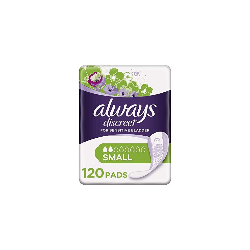Always Discreet Incontinence Pads For Women, Small, 120 Moderate Absorbency Pads