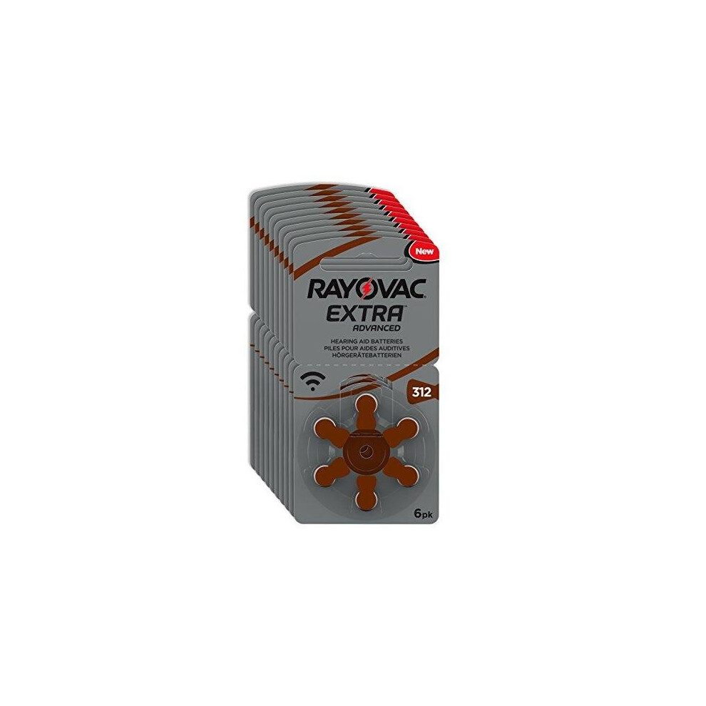 RAYOVAC Extra Advanced with Active Core Technology 312 Hearing Aid Batteries 60 Pieces