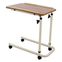 Performance Health Overbed Table with Castors, Laptop Desk with Wheels, Bedside Table, Study Desk, Fully Adjustable Height and Angle, Laminated Top,