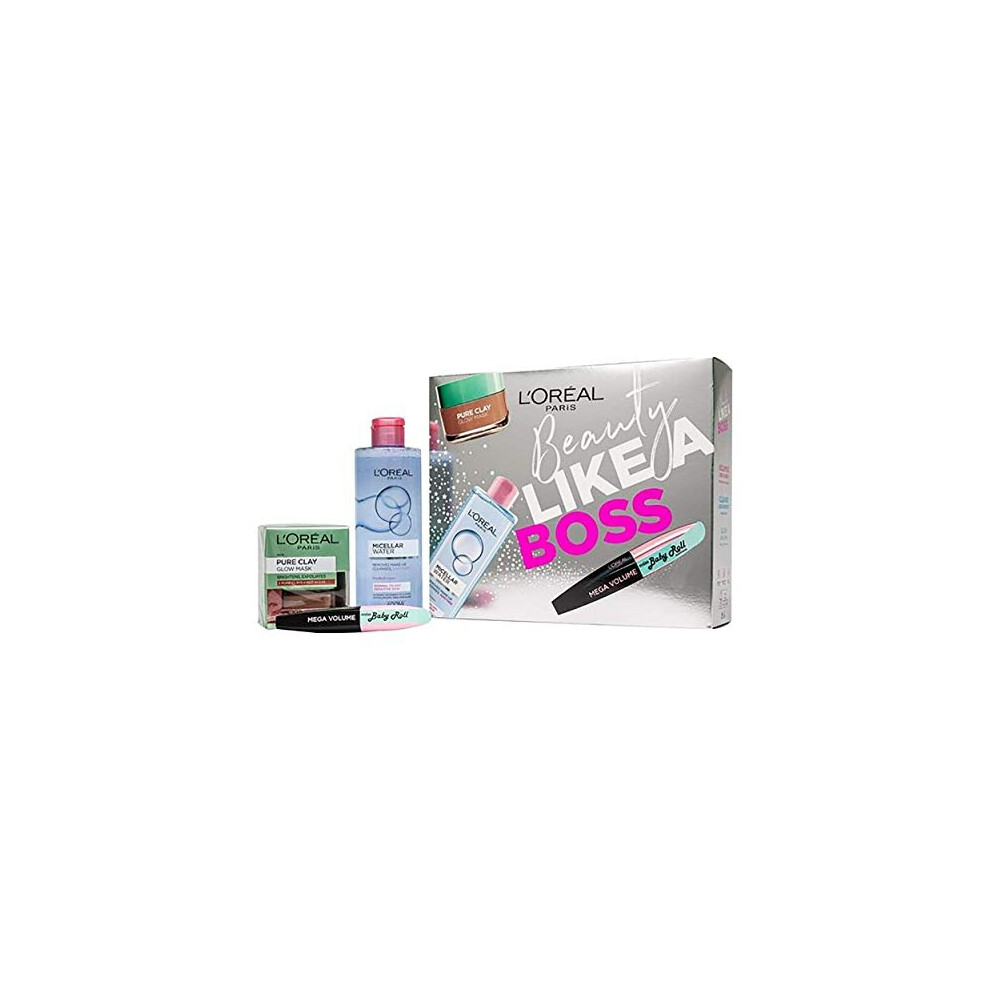 L'Oreal Paris Beauty Like A Boss Micellar Water, Face Mask and Mascara Beauty Gift Set For Her