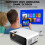 (White, WiFi Android Version) Mini Android HD Projector 4K Wifi HDMI 1080P Home Cinema 3D 4