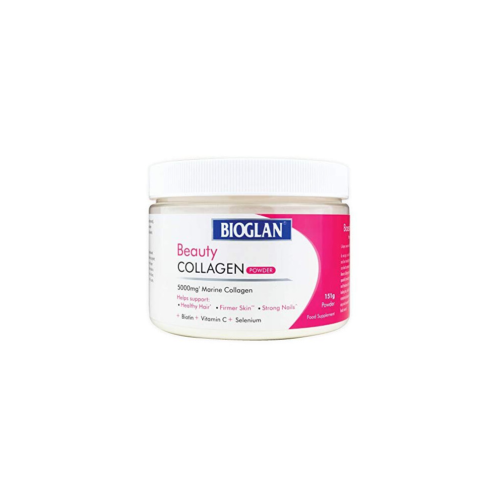 Bioglan Collagen | 5000mg Marine Collagen Powder | Helps Support Healthy Looking Skin, Hair, Nails | Biotin | Vitamin C | Selenium | Hyaluronic Acid