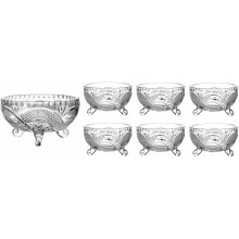 7 Piece Footed Glass Bowls Set Glass Fruit Salad Bowls Trifle Dessert