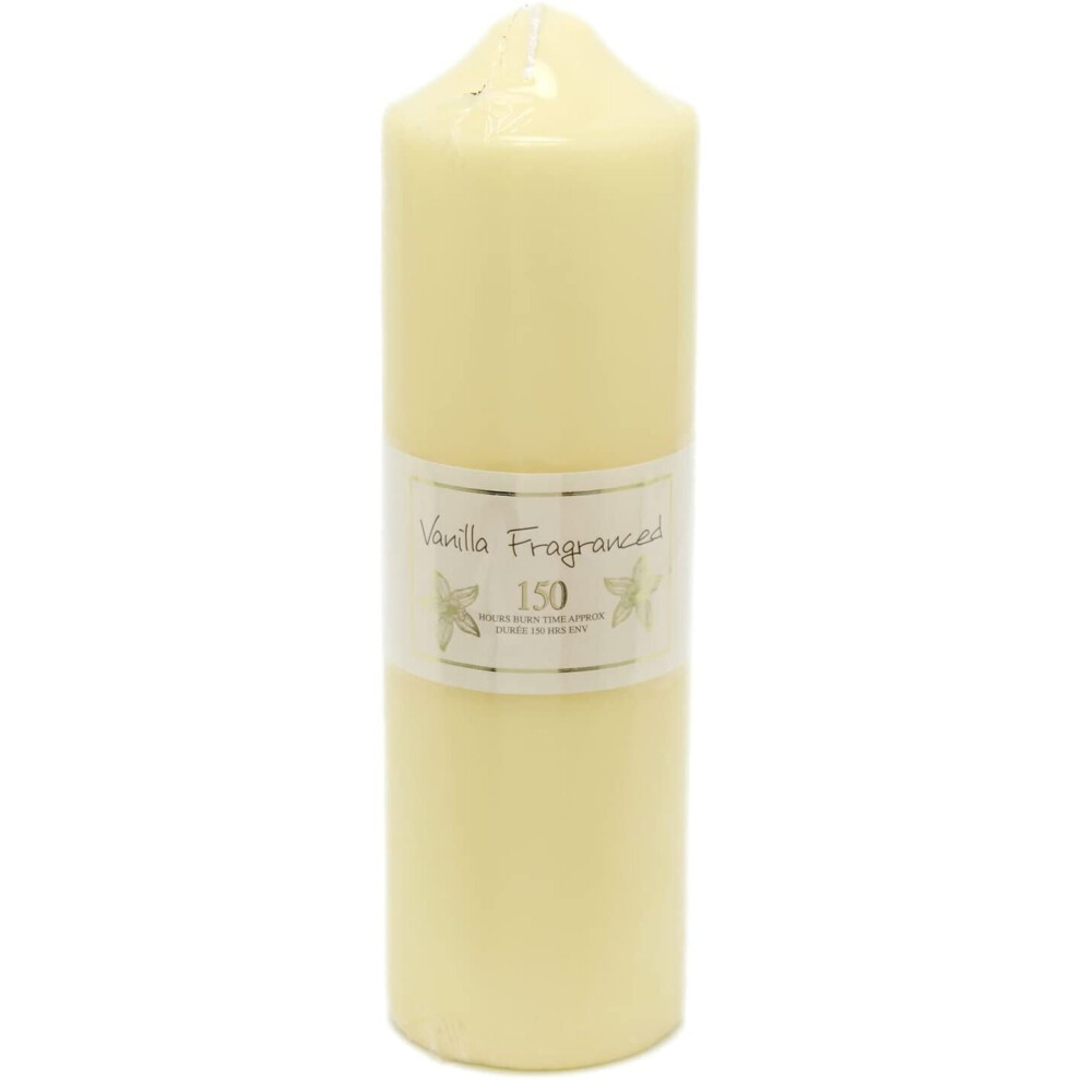 Pillar Wax Candle - Vanilla Scented - 150 Hour - 24cm-image-OPC-P6DXQHN-NEW