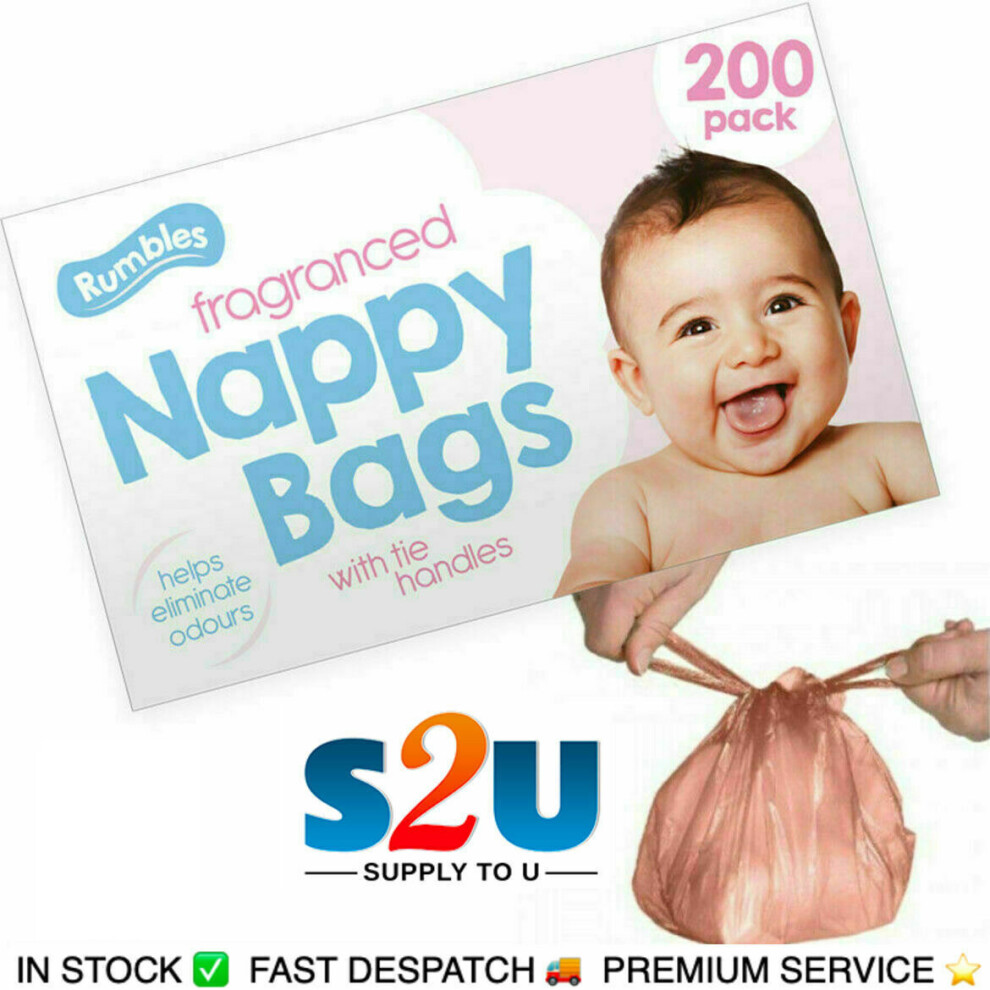 200 Disposable Nappy Bags Fragranced Baby Hygienic Tie Handle Sacks-image-OPC-P6DP6YK-NEW