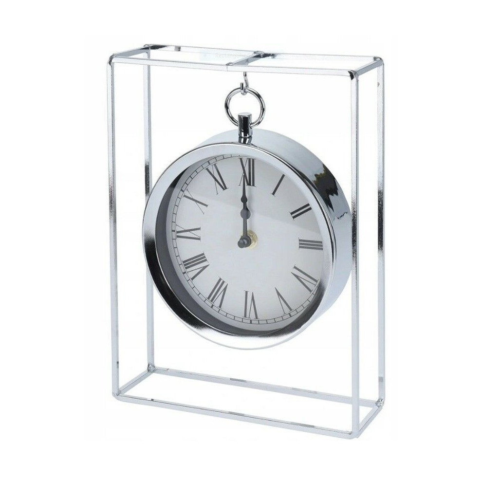 26cm Silver Mantel Clock with Battery Powered Analogue Display