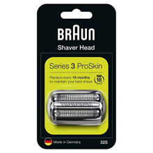 Braun Series 3 32S Electric Shaver Head Replacement - Silver - Compatible with Series 3 ProSkin Shavers