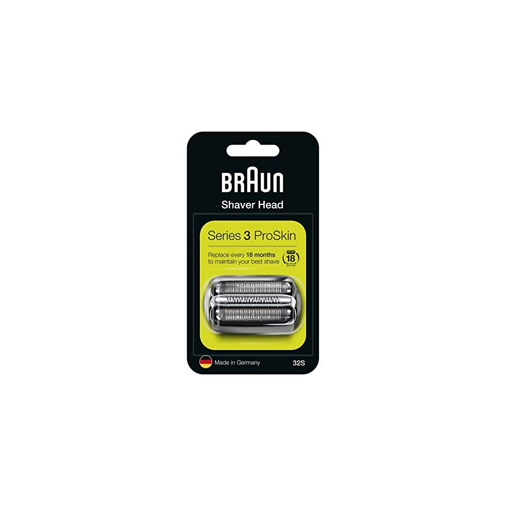 Braun Series 3 32S Electric Shaver Head Replacement - Silver - Compatible with Series 3 ProSkin Shavers