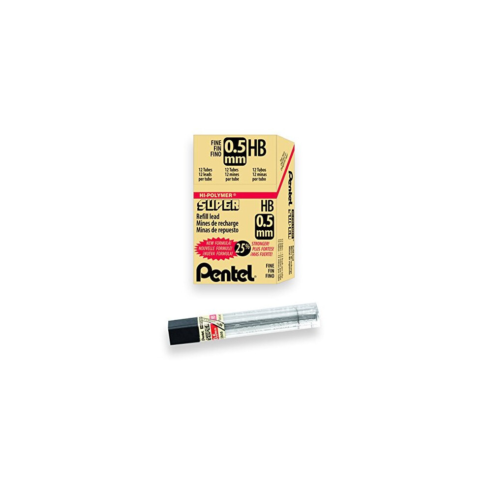 Pentel Super Hi-Polymer Lead Refill 0.5mm Fine HB 144 Pieces of Lead (C505-HB)