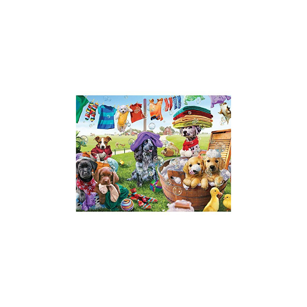 Bits and Pieces - 300 Piece Jigsaw Puzzle for Adults 18"X24" - Puppies Playing - 300 pc Dog Jigsaw by Artist Adrian Chesterman