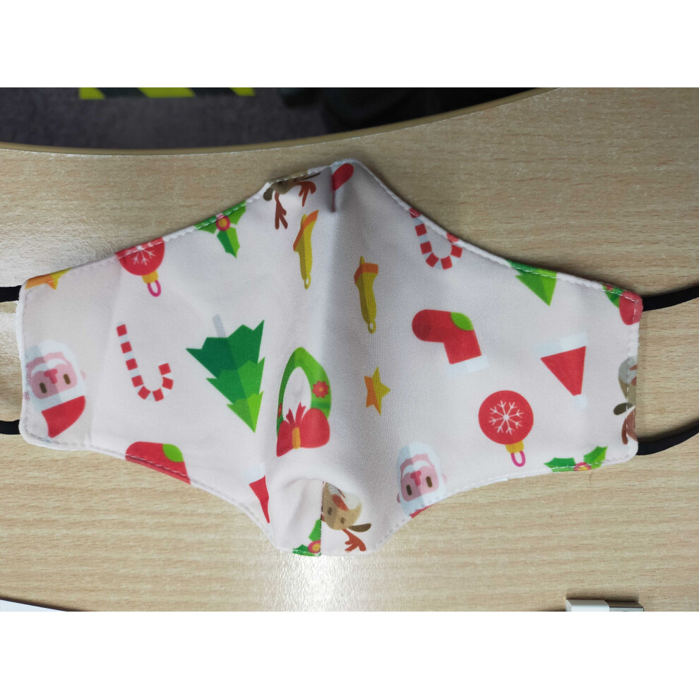 Xmas Face Mask Reusable & Washable - White With Xmas Theme 5055546014061