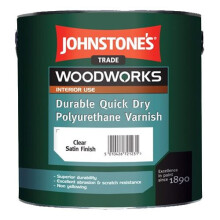 2.5LTR JOHNSTONE'S WOODWORKS QUICK DRY POLYURETHANE VARNISH CLEAR SATIN