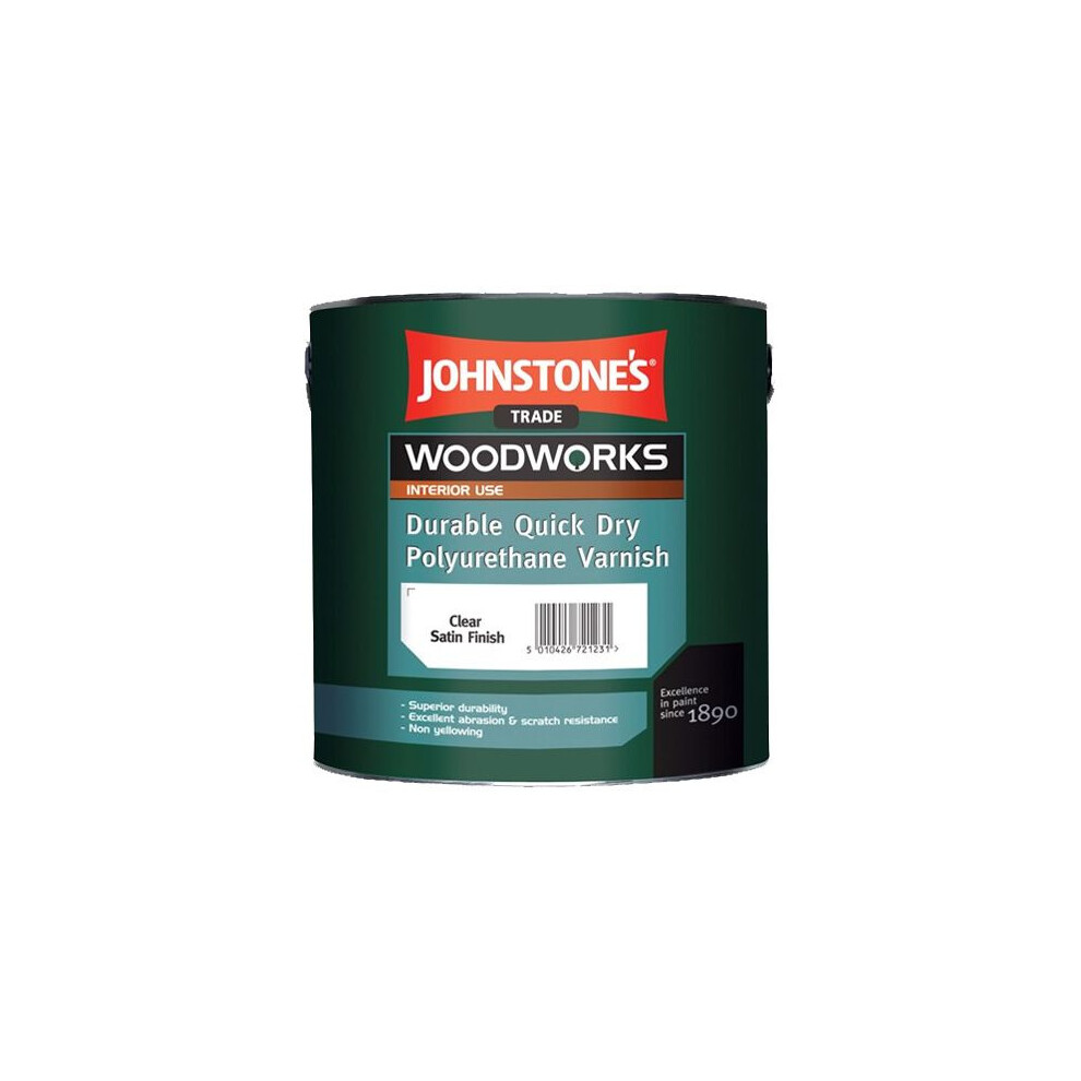 2.5LTR JOHNSTONE'S WOODWORKS QUICK DRY POLYURETHANE VARNISH CLEAR SATIN