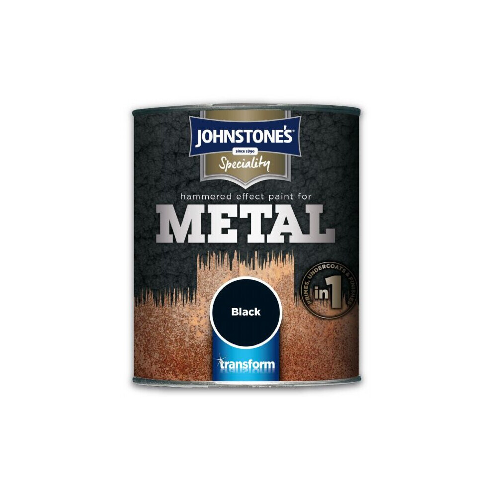 Johnstone's 739185 Hammered Effect Paint for Metal Black, 750ml