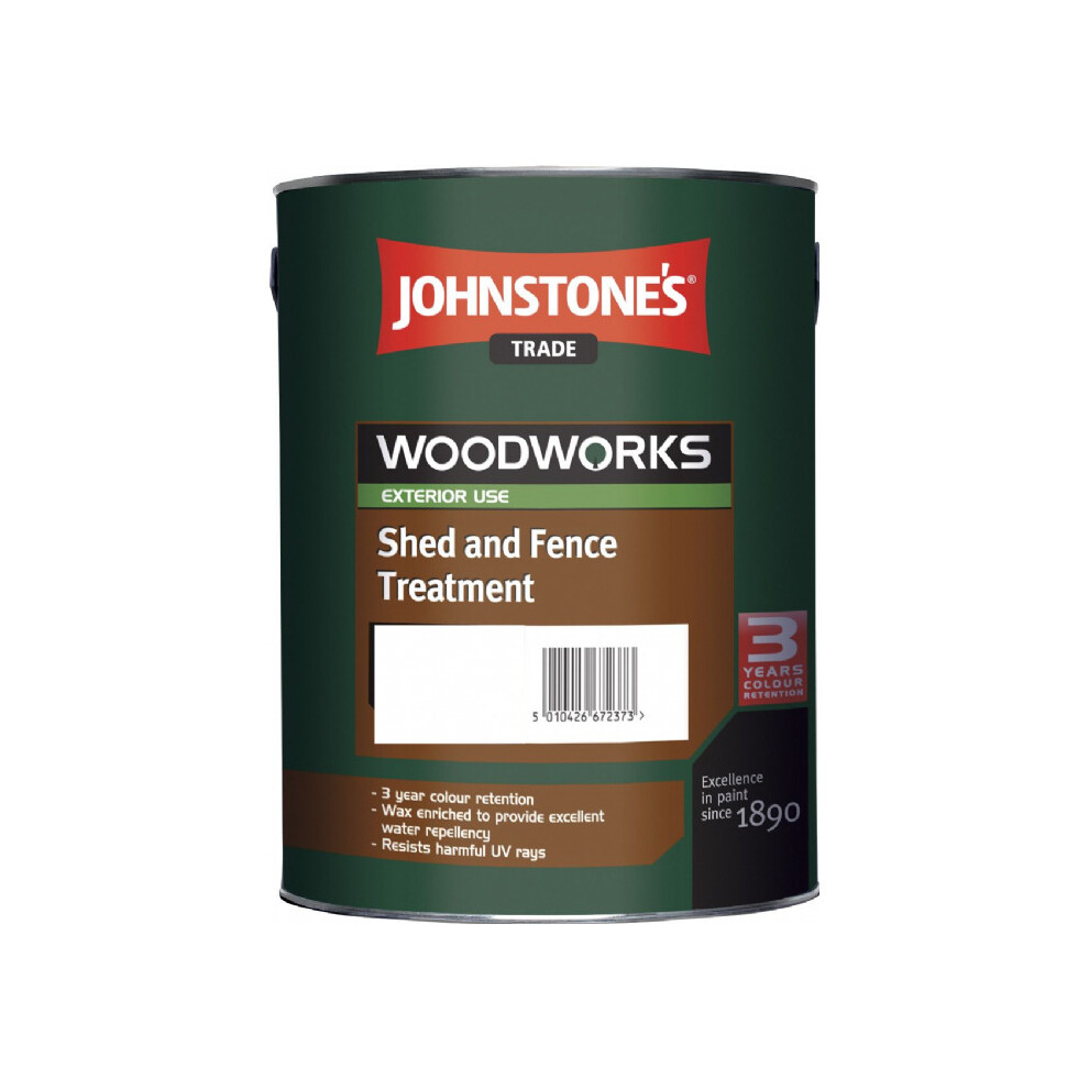 5L JOHNSTONE'S WOODWORKS SHED & FENCE QUICK DRY WOODSTAIN LIGHT BROWN