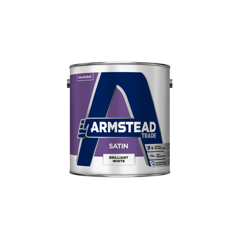 Armstead Trade Satin Finish Paint Brilliant White 2.5 Litres