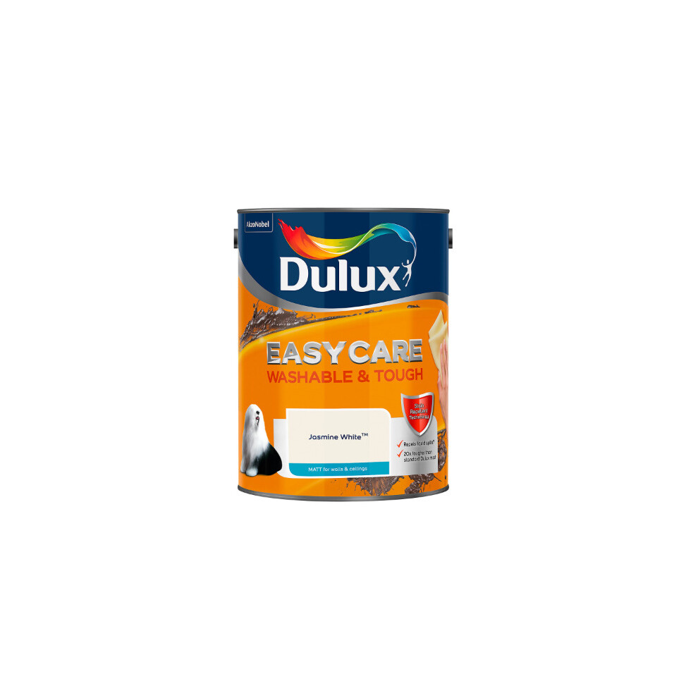 Dulux 5278707 Easycare Washable & Tough Matt Emulsion Paint, Jasmine White, 5 Litre