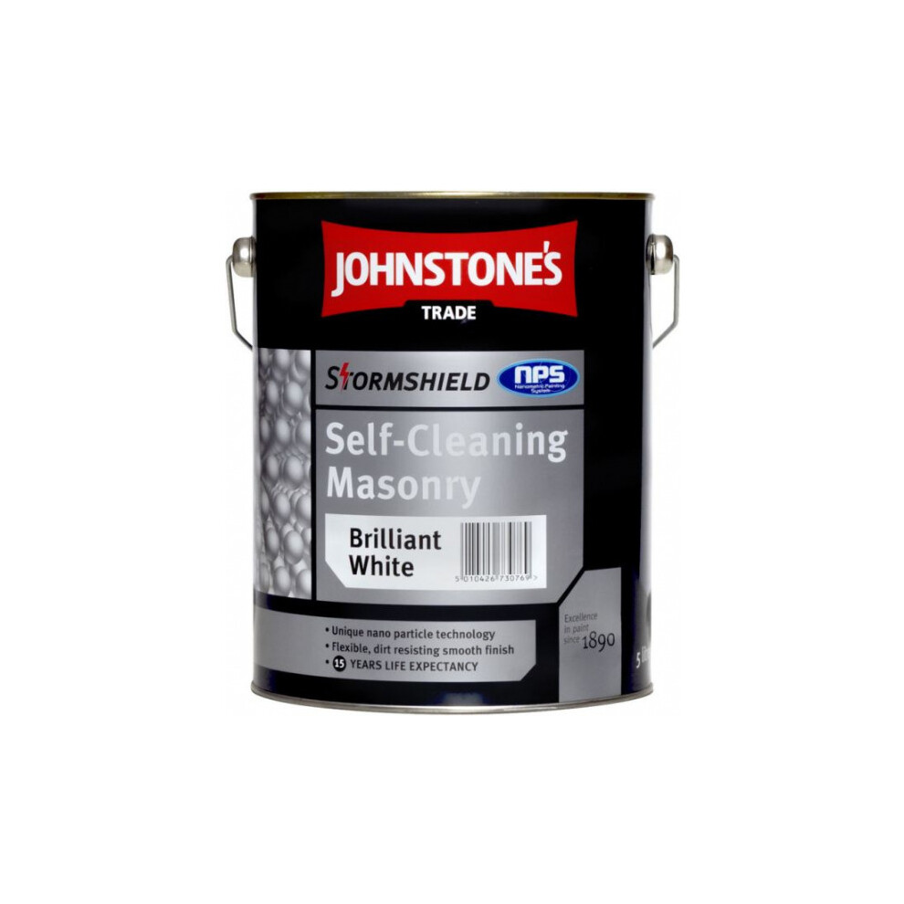 Johnstone's Trade 5 Stormshield Self Cleaning Masonry Brilliant 5L White