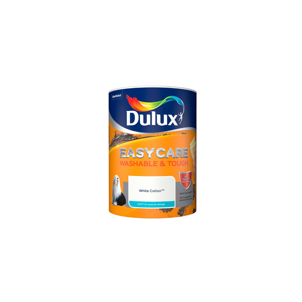 Dulux 5293163 Easycare Washable & Tough Matt Emulsion Paint, White Cotton, 5 Litre