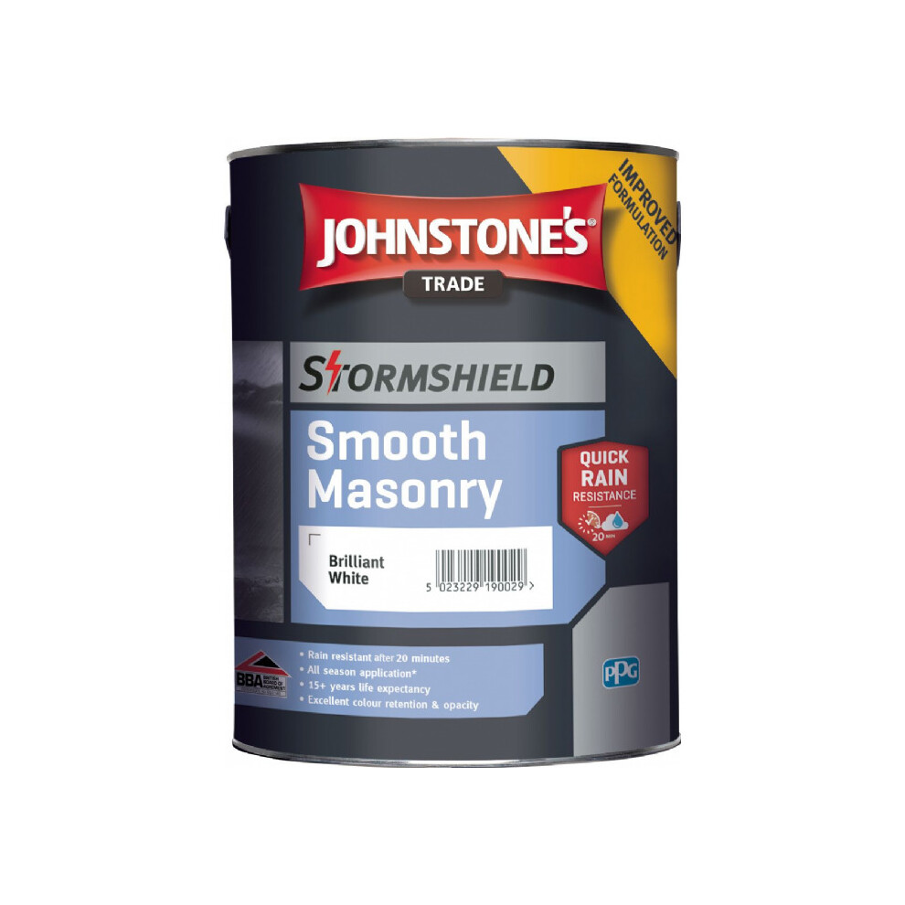 5LTR - JOHNSTONES TRADE STORMSHIELD SMOOTH MASONRY BRILLIANT WHITE