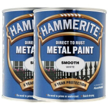 Twin Pack of Hammerite Smooth White Metal Paint 2.5L