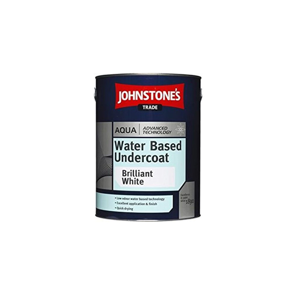 Johnstone's Trade Aqua Water Based Undercoat Brilliant White 5L with Avenue touch up brush
