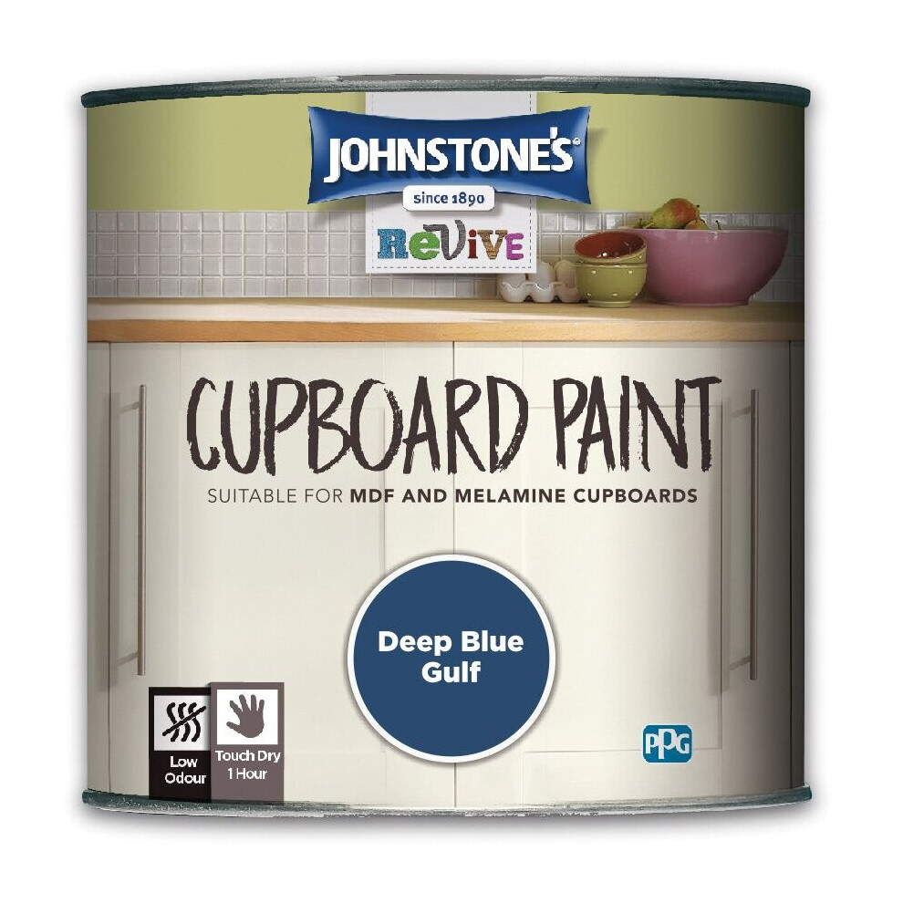 Johnstones Revive Cupboard Paint Deep Blue Gulf Satin Finish 750ml