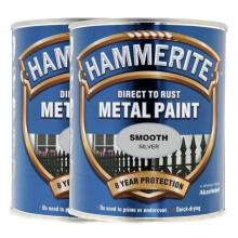 Twin Pack of Hammerite Smooth Silver Metal Paint 2.5L