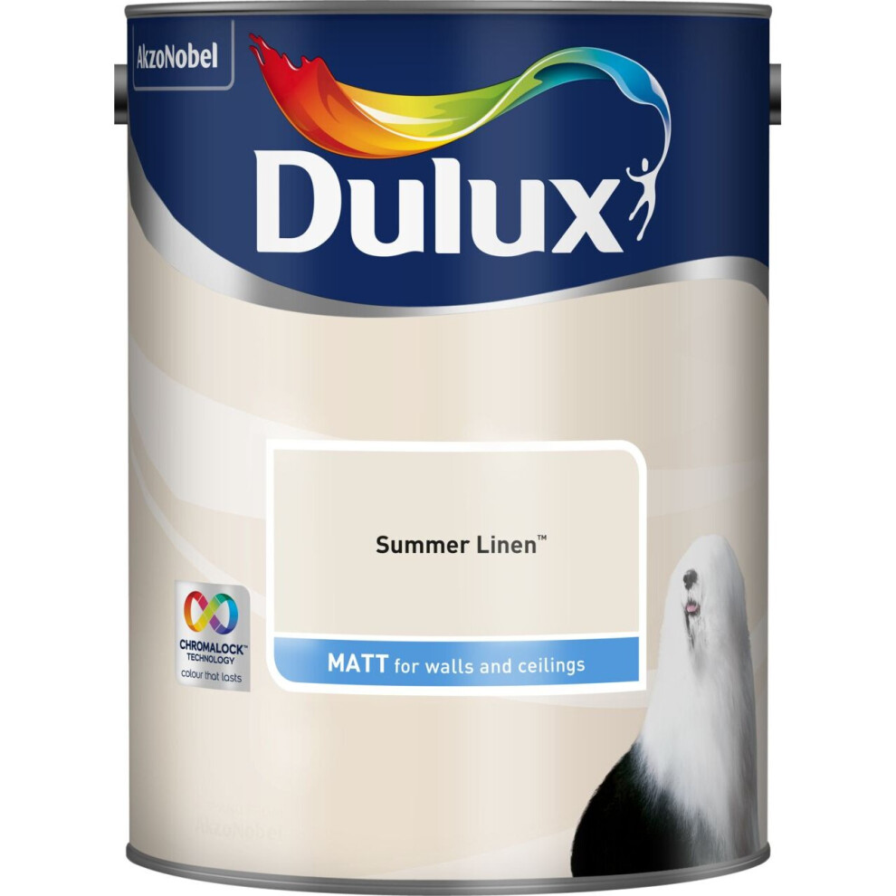 Dulux 5293113 Walls & Ceilings Matt Emulsion Paint, Summer Linen, 5 Litre