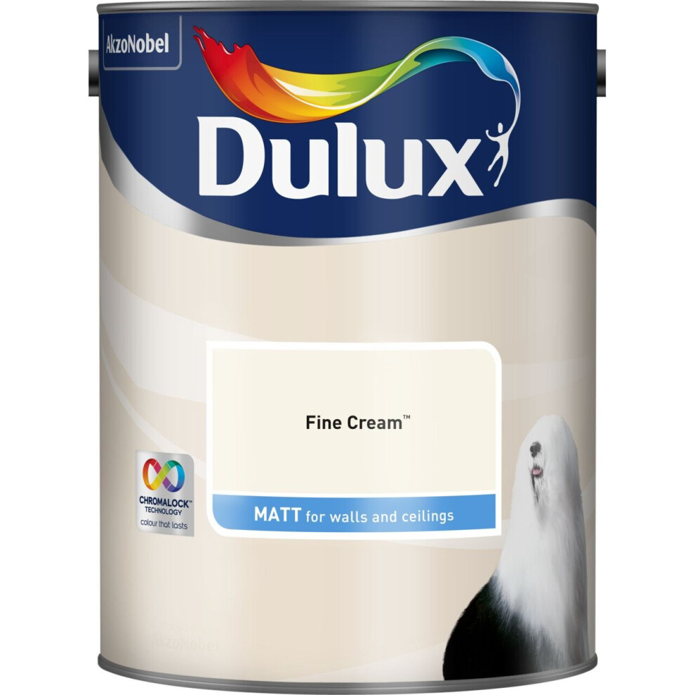 Dulux 5293110 Walls & Ceilings Matt Emulsion Paint, Fine Cream, 5 Litre