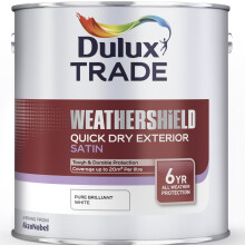 Dulux Trade Weathershield Quick Drying Satin Pure Brilliant White 2.5 Litres