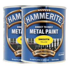 Twin Pack of Hammerite Smooth Yellow Metal Paint 2.5L