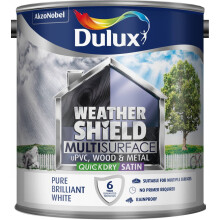 Dulux Weather Shield Multi-Surface Quick Dry Satin Paint, 2.5 L - Pure Brilliant White