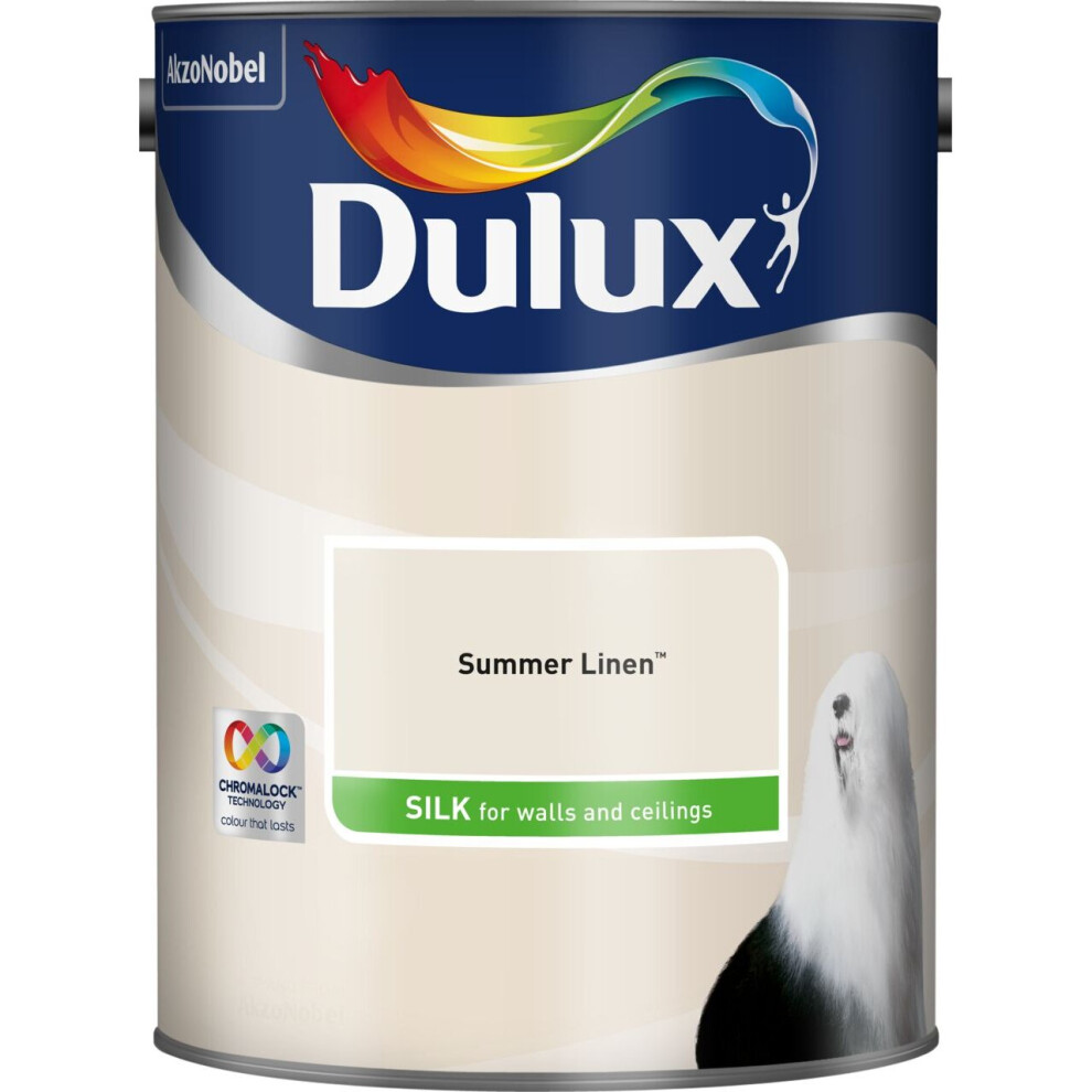 Dulux 5293119 Walls & Ceilings Silk Emulsion Paint, Summer Linen, 5 Litre