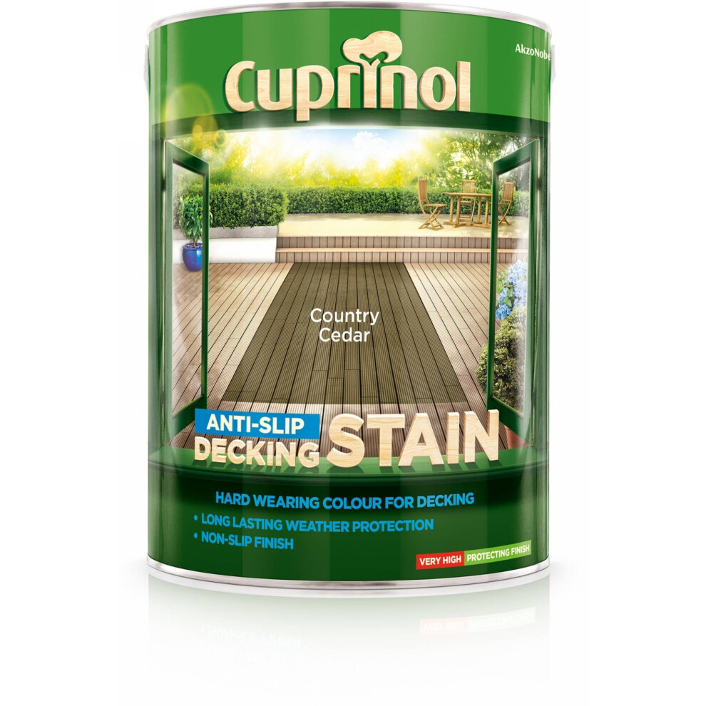 Cuprinol 5097039 Anti-Slip Decking Stain Exterior Woodcare, Country Cedar
